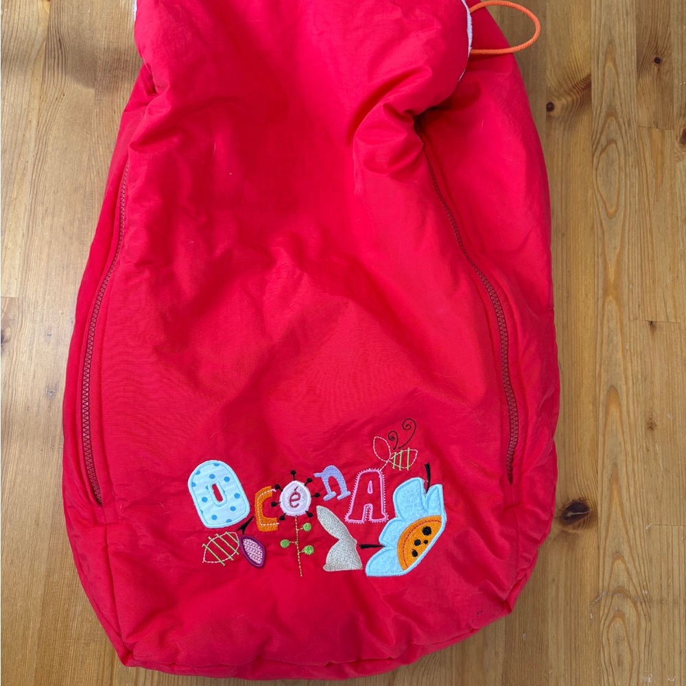 4/12$🥒Vibrant Red Kids Sleep Sack with Embroidered Design
